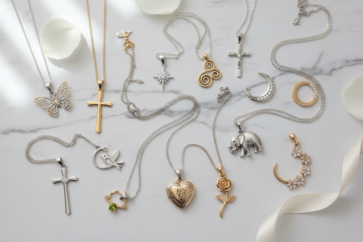 Pendant necklaces silver and gold