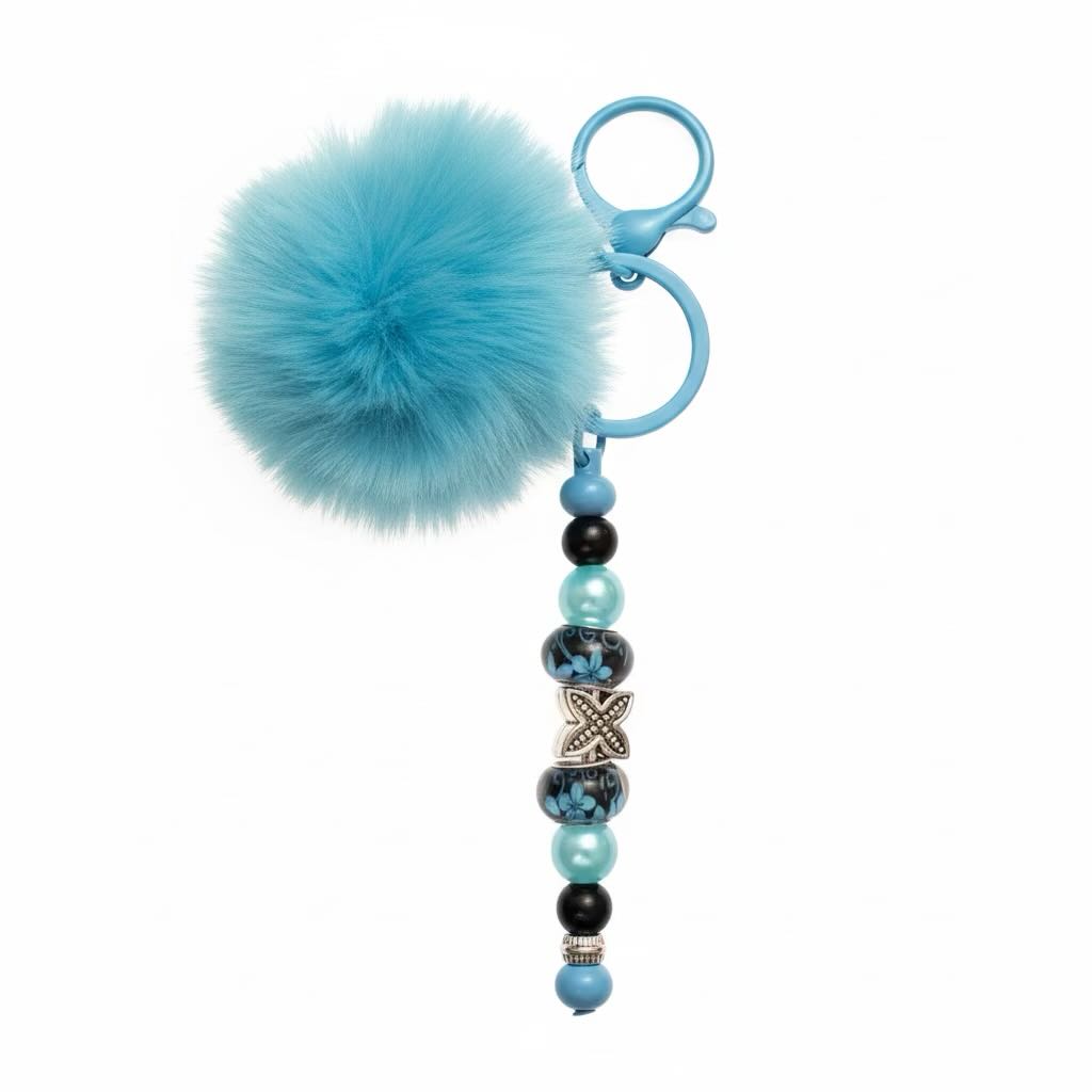 Fluffy Pom Pom Keyring