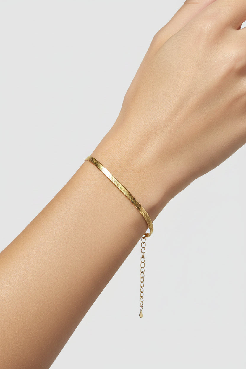 Gold bracelet on a model