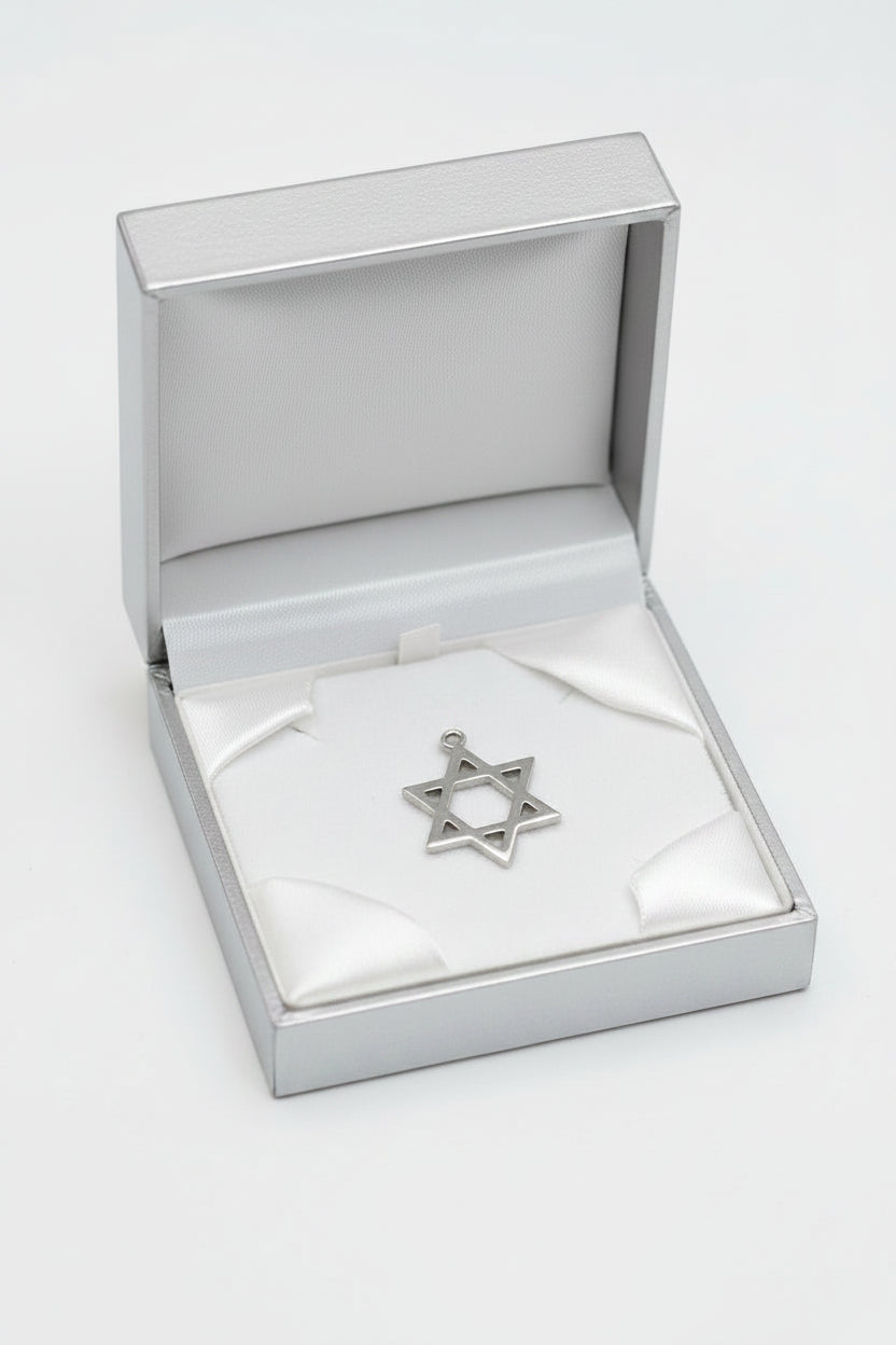 Star of david pendant in a white gift box
