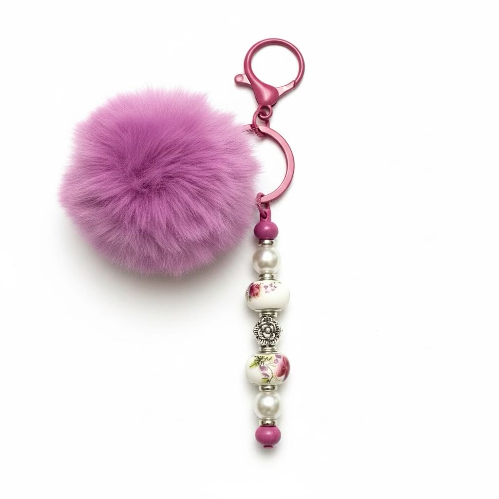 Fluffy Pom Pom Keyring