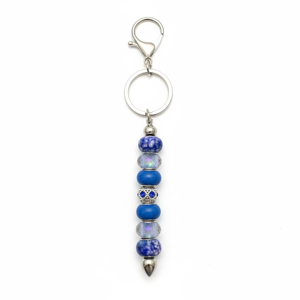 Silver Coloured Beaded Bar Keyring