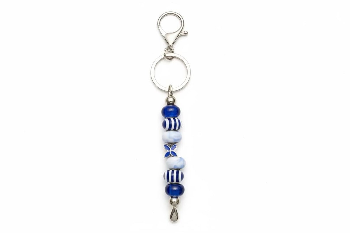 Silver Coloured Beaded Bar Keyring