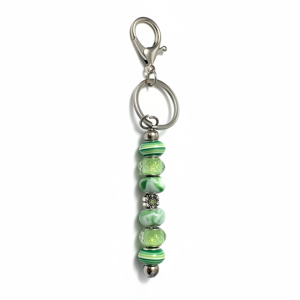 Silver Coloured Beaded Bar Keyring