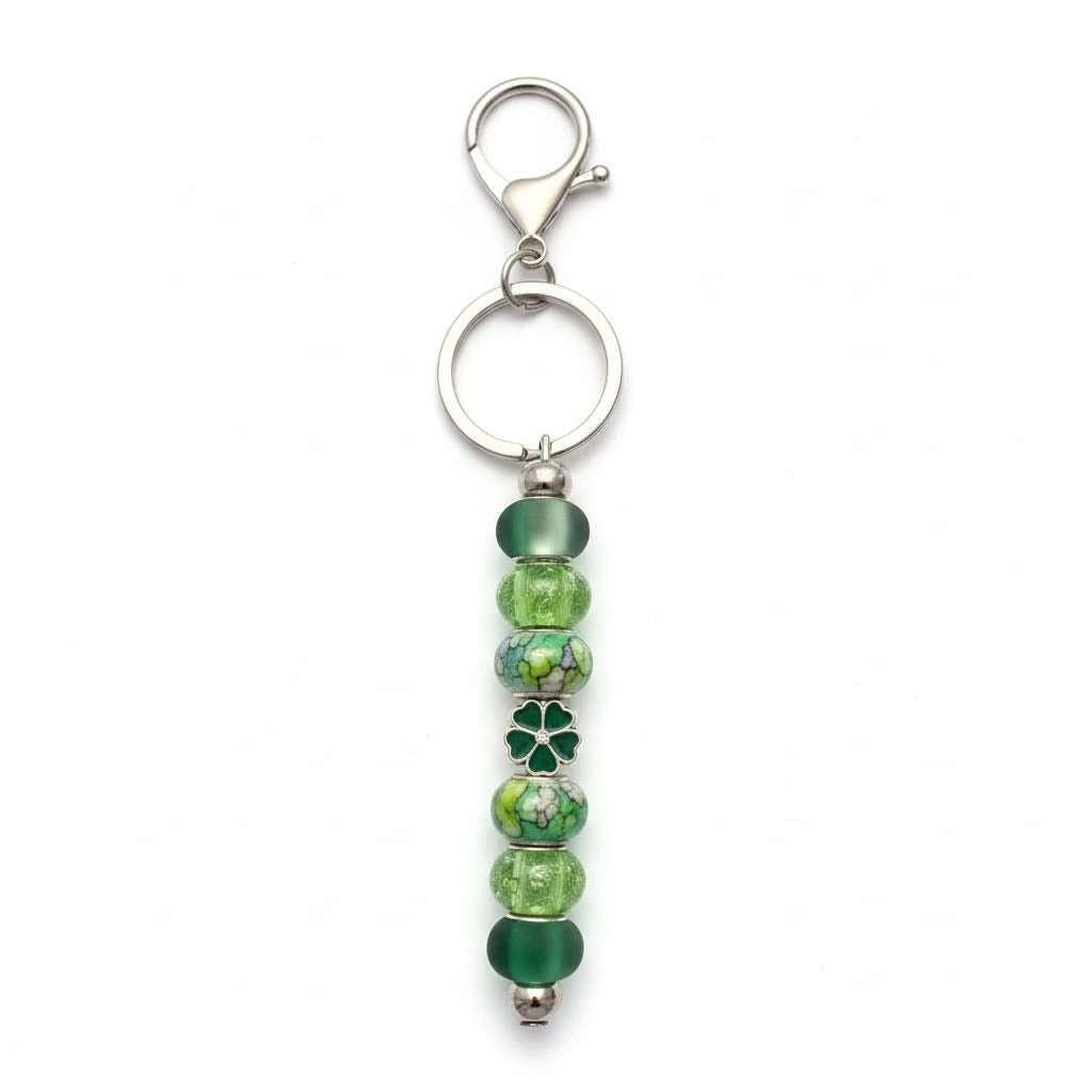 Silver Coloured Beaded Bar Keyring