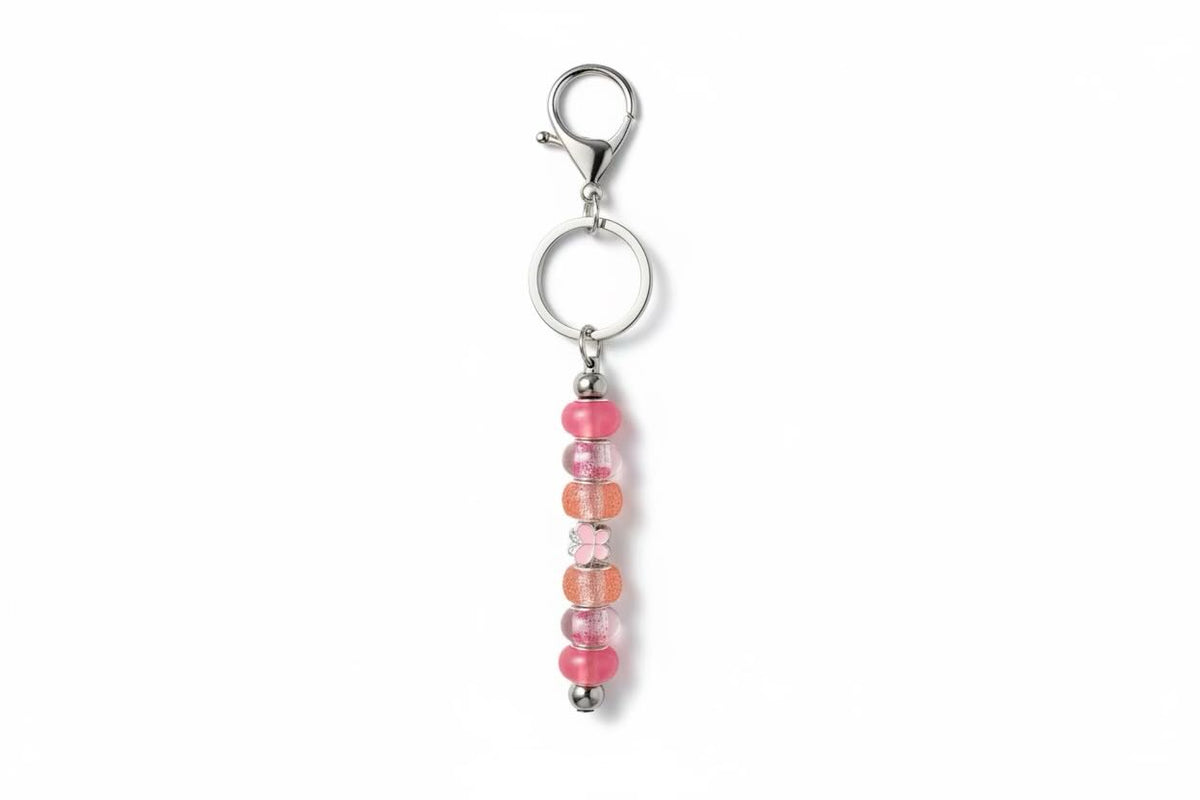 Silver Coloured Beaded Bar Keyring