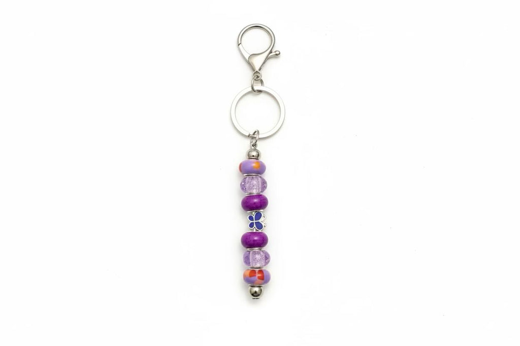 Silver Coloured Beaded Bar Keyring
