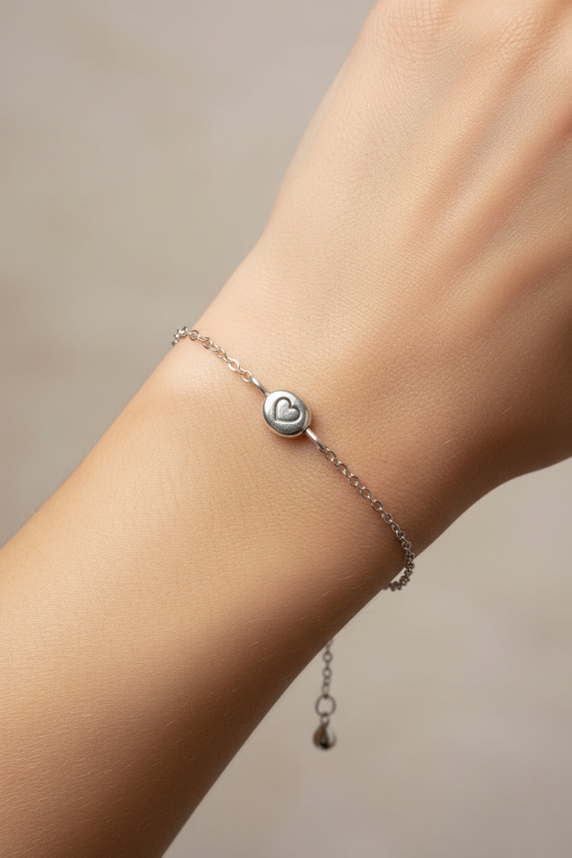 Silver bracelet on a model