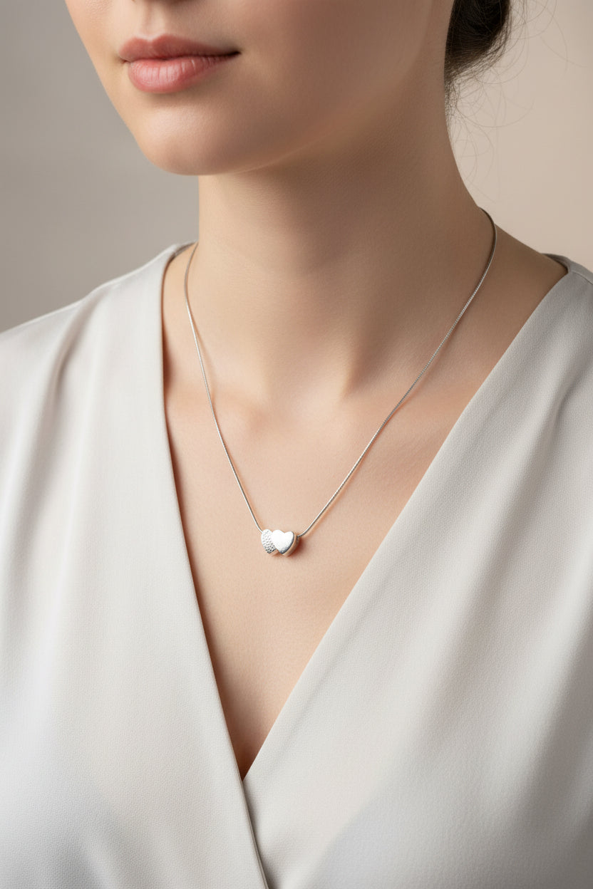 Heart Pendant Necklace — Sterling Silver & Stainless Steel — Multiple Styles & Sizes