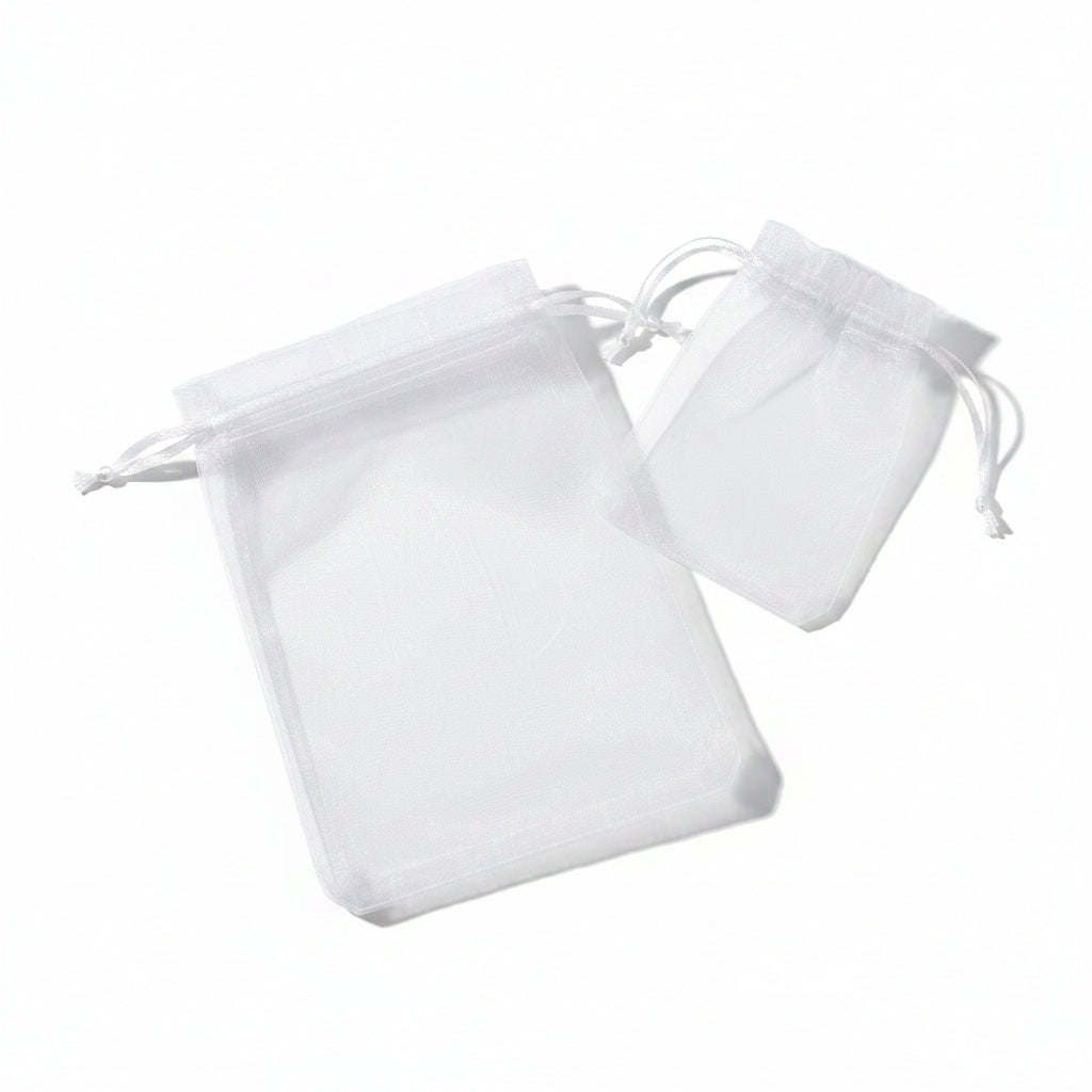 White gift bags on a white background