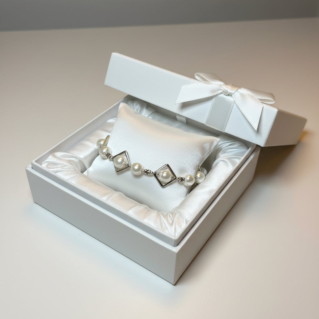 White pearl bracelet on a model